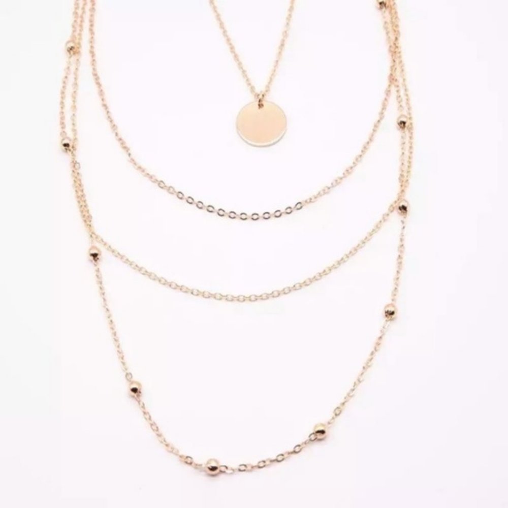 Dainty Multilayer Coin Necklace (Gold) - Picture 4 of 6